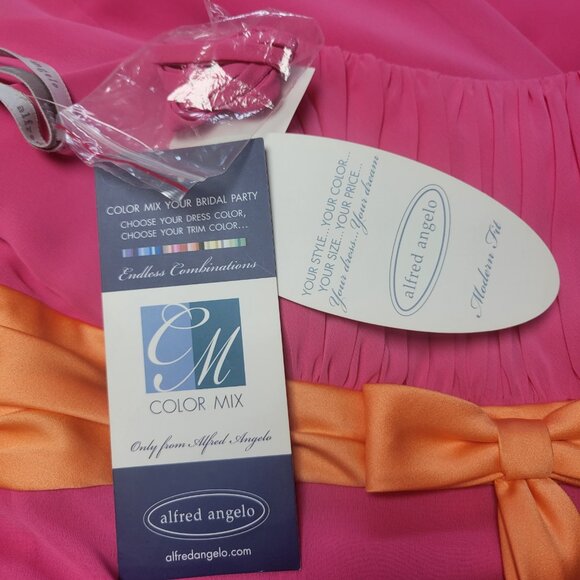 Alfred Angelo Bridesmaid Dress Pink & Orange Strapless Gown NWT - Picture 10 of 11